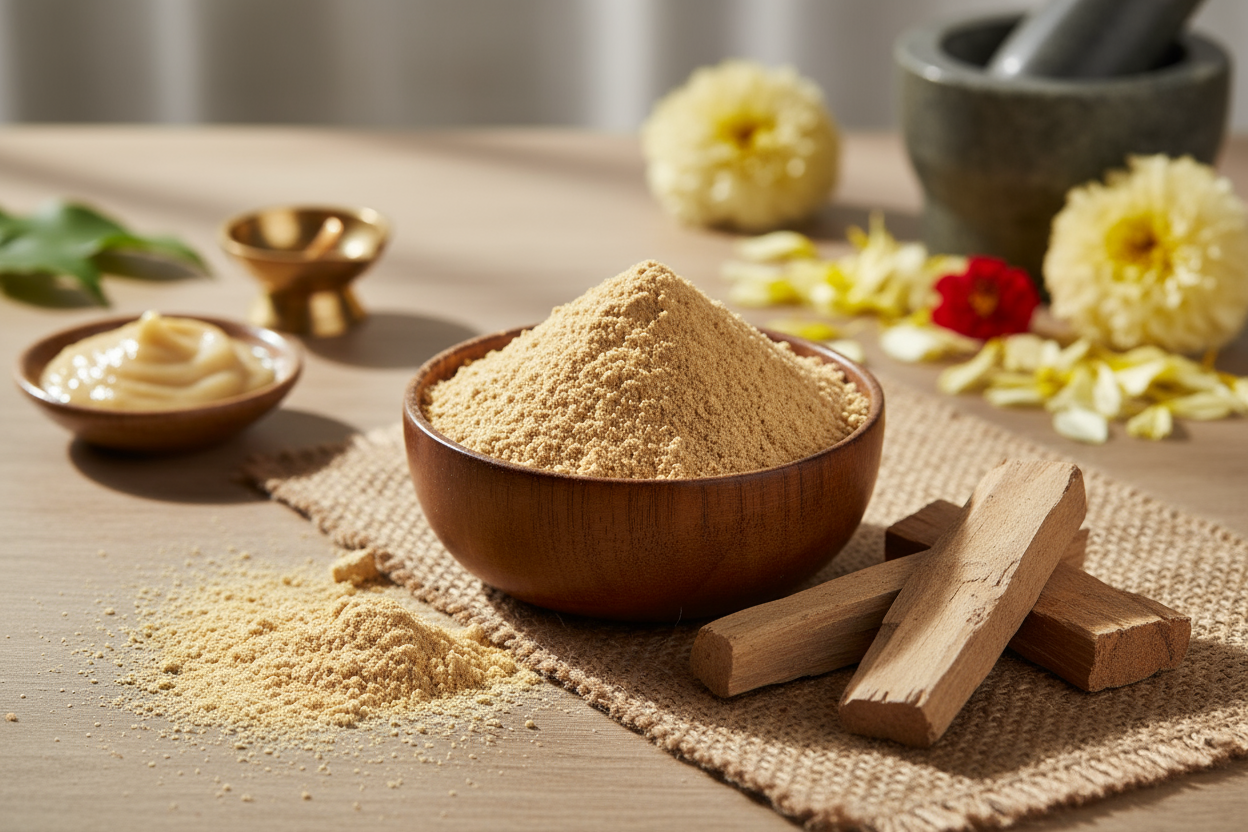 ✨ Key Features:
100% Pure & Natural Sandalwood (Chandan) Powder
Free from chemicals, parabens, or artificial fragrance
Ideal for face packs, skincare, aromatherapy, and pooja rituals
Helps promote radiant, smooth, and refreshed skin
Sustainably sourced and carefully packed to retain freshness