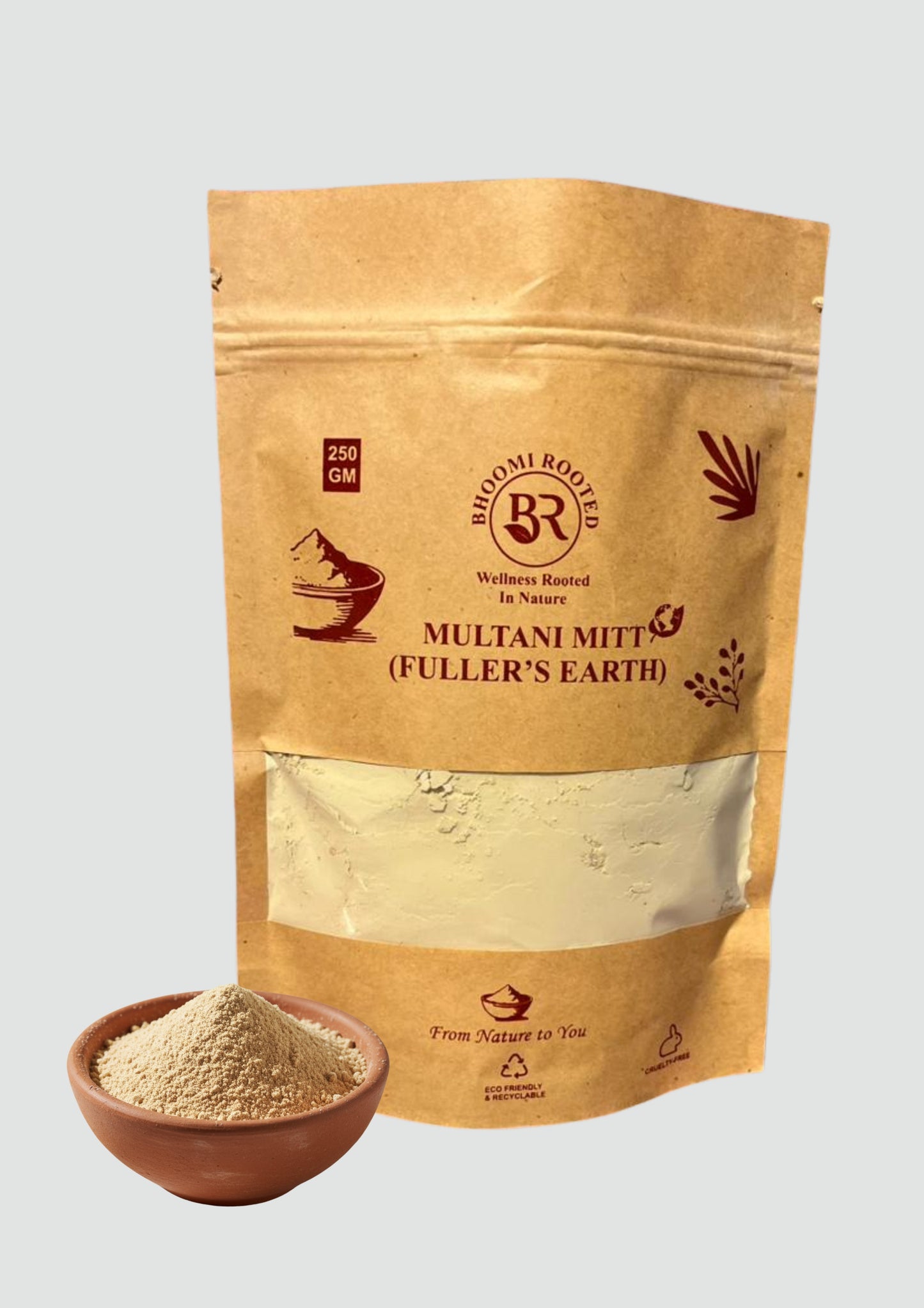 Bhoomi Rooted 100% Pure Multani Mitti (250Gm) | Natural Clay Face Pack for Glowing & Oil-Free Skin