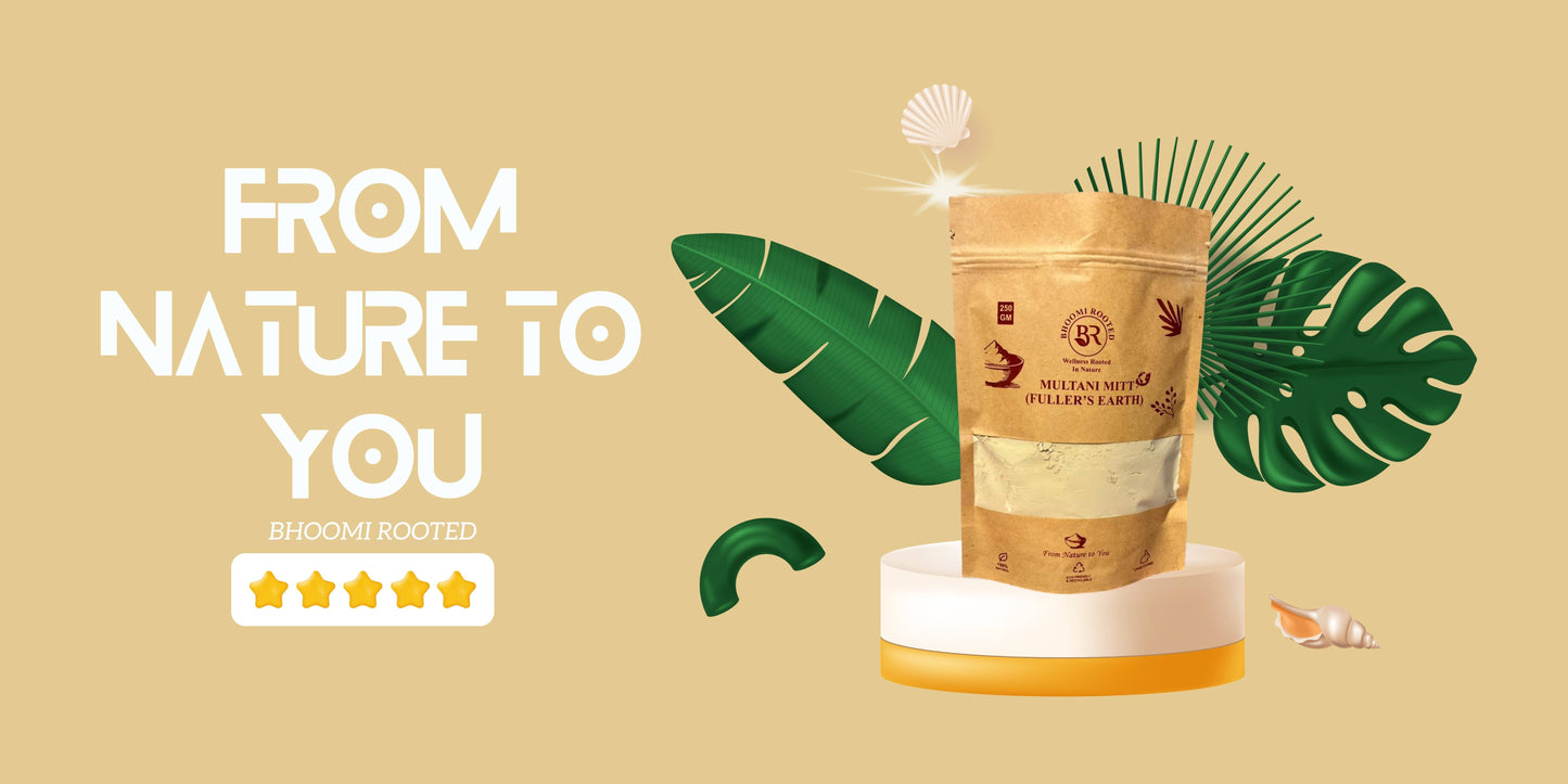Bhoomi Rooted 100% Pure Multani Mitti (250Gm) | Natural Clay Face Pack for Glowing & Oil-Free Skin