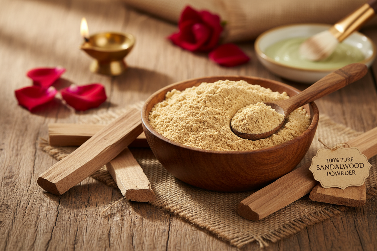 Pure Sandalwood Powder | 100% Natural & Aromatic Chandan for Skin Care, Pooja & DIY Face Packs